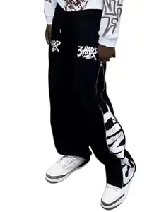Street Cipher Men's Track Pants – 240 GSM 100% Cotton Bio-Wash, Hard Times 3D Print, Zipper Pockets, Stylish Streetwear Joggers (in, Alpha, 2XL, Regular, 1, Color)