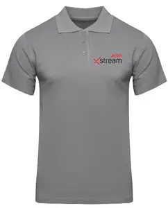 American Apple Airtel Xtream Logo Printed Polo/Collar Half Sleeve T-Shirt for Airtel Xtream Staff Employee Promotion T Shirt for Men and Women Grey