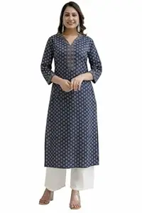Women Viscose Rayon Printed Straight Kurta Ethnic Kurti for Casual & Office Wear