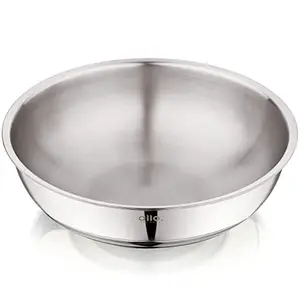 Allo Triply Stainless Steel Tasla|Ideal Tasla for Curry/Stir-Fry/Deep-Fry/DryVeg/Sauté Induction Friendly, Heavy Base Kadhai Naturally Non-Stick | 10 Years Warranty 26cm, 3 litres price in India.