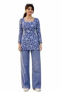 NavKALA Women's Floral Print Bell Sleeve Top