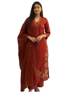 ANNI DESIGNER Women’s Embroidered Straight Kurta Set | Stylish Ethnic Wear for Office, Festive & Daily Use, Kurti Set for Woman, Women Kurta Sets with Dupatta Cotton