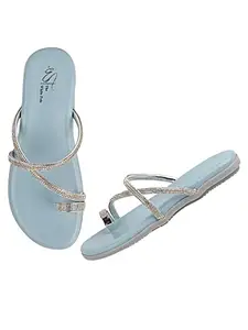 The White Pole Ethnic Fashionable Slipon Slider Flat Sandals For Women And Girl