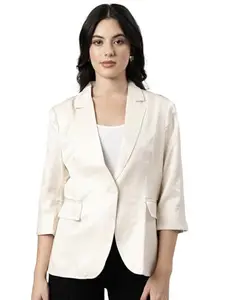 SHOWOFF Women's Single Breasted Slim Blazer (21913_Beige