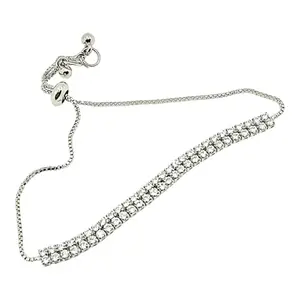 Elegant Adjustable Tennis Bracelet with Sparkling Cubic Zirconia -Stainless steel Plated Chain Bracelet.