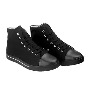 YUVRATO BAXI Men's 3 Inch Hidden Height Increasing Black Casual Canvas Laceup Outdoor Shoes.- 9 UK