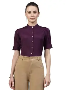 Style Quotient Women Solid Purple Polyester Formal Shirt