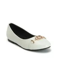 Elle Women's Slip-On Ballerinas Colour-White, Size-UK 4