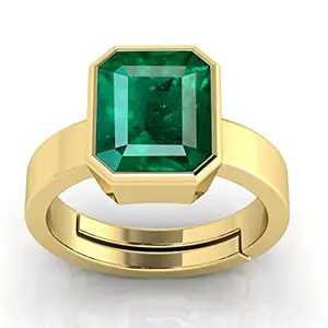 Anuj Sales Certified Natural Emerald Panna 4.00 Ratti Panchdhatu Rashi Ratan Gold Plating Ring for Astrological Purpose Men & Women By Lab Certifeid