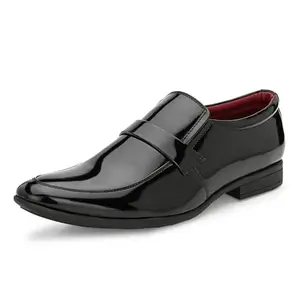 Centrino Men Glossy Formal Shoes |Slip on Design with Cushioned Insole for Comfort |Craftsmanship for All-Day Elegance Black