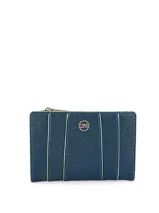 Da Milano Genuine Leather Blue Flap & Zip Womens Wallet (10167)