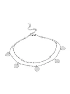 E2O Silver Rhodium-Plated Dew Drop Glow Anklet