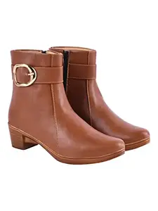 Shoetopia Women & Girls Casual, Trendy Comfortable Stylish Boots/BT-7074/Tan/UK6