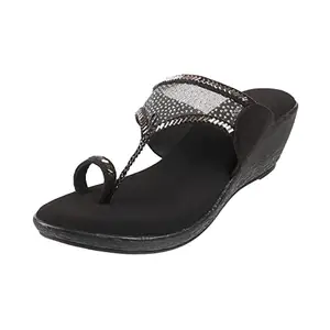 Metro Women Black Wedge Heel Comfort Sandal UK/8 EU/41 (35-3)