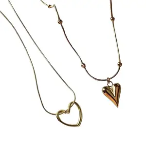 Glam & Gleam Combo Pack Heart Shaped Pendant Chain for Women, Stainless Steel Gold Plated Heart Necklace Chain Valentine, Anniversary Gift for Girls and Women | Stylish Love Locket