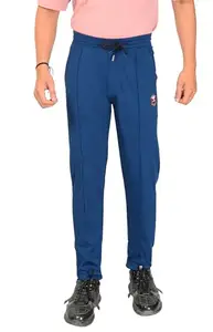 NumberWon Men's Comfort Solid Cotton Blue Track Pants - Pack of 1