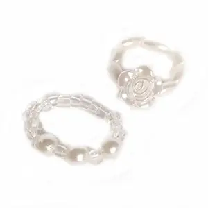 Amy and Stella pearl white adjustable finger rings set of two