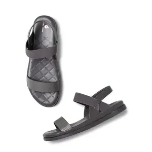 Marc Loire Women's Open Toe Strap Flats (Dark Grey, 4)