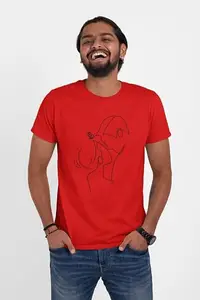 Bag It Deals Women Walking - Red Tshirts - Line Art for Male - Half Sleeves T-Shirt