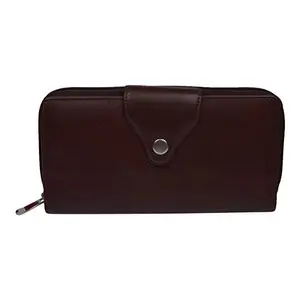Leatherman Fashion LMN Genuine Leather Brandy Color Ladies Wallet(12 Card Slots)
