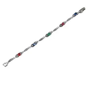 Lovemi Movements Pure 925 Sterling Silver Multicolor Stones Studded Charm Bracelet for Women and Girls