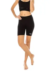 Women's Skin Tight Shorts Black Women's Skin Tight Shorts | Women's Tight Shorts for Gym, Running, Cycling, Swimming, Basketball, Cricket, Yoga, Football, Tennis, Badminton & Many Sports_Design10_L
