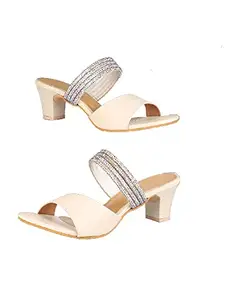 WalkTrendy Womens Synthetic Cream Sandals With Heels - 4 UK (Wtwhs189_Cream_37)