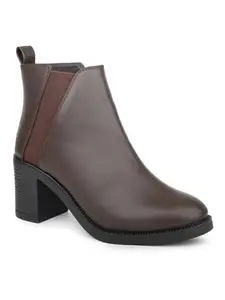 Inc.5 Women Brown Block Heel Boots