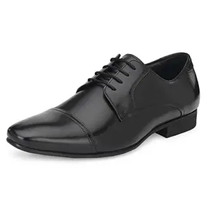 HITZ Men's Black Derby Formal Leather Shoes - UK 6