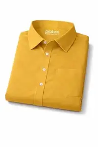 PROBEX INTERNATIONAL Men's Cotton Blend Solid Shirt with Spread Collared Full Sleeve Curved Hemline Button Closure Slim Fit and One Pocket | Shirt for Man Full Sleeve