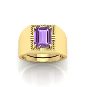 MBVGEMS Certified Unheated Untreatet 5.25 Ratti 4.00 Carat AMETHYST ring gold Plated Ring Adjustable Ring for Men and Women
