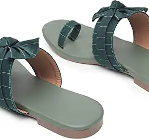 Laporra Flats & Sandals Material - Synthetic & Sole -TPR Slip-On Tai Green 6
