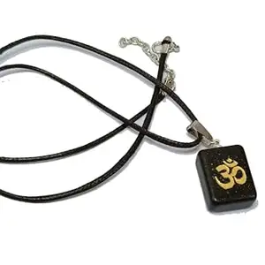 Natural Black tourmuline Cube OM Symbol Healing Pendant Healing Crystals Pendant