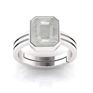 DAURAYA GEMS 9.25 Ratti 8.10 Carat AA++ Quality Ce 0r 0tified Adjaistaible Silver Ring Unheated Untreated Natural White Sapphire Pukhraj Loose Gemstone