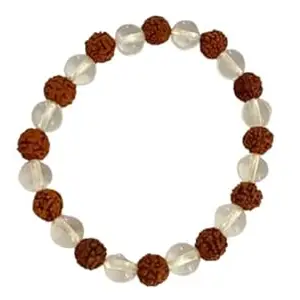 RudraGallery Rudraksha Bracelet Clear Quartz Crystal Sphatik Rudraksha Bracelet Original Certified For Everyone Beautiful Sfatik Rudraksh Ka Bracelets रुद्राक्ष स्फटिक ब्रेसलेट