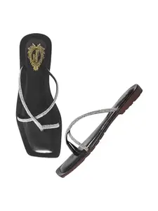 Shoetopia Embellished Black Flats For Women & Girls /EU38