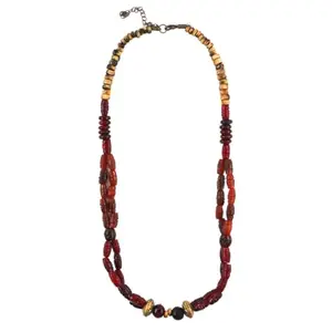 Gorgeous 12 Inch Brown Bead Resin Necklace Handmade Jewelry