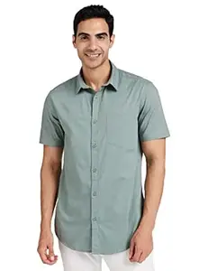 Amazon Brand - Symbol Men's Cotton Shirt | Casual | Plain | Half Sleeve | Summer - Regular Fit (Available in Plus Sizes)
