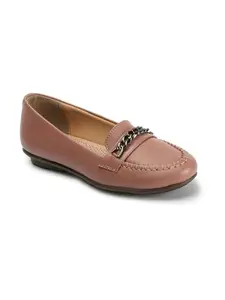 ELLE Women Ballet Flat,Peach,UK-3