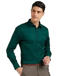 Amazon Brand - Symbol Men's Solid Cotton Slim Fit Formal Shirt | Plain | Full Sleeve