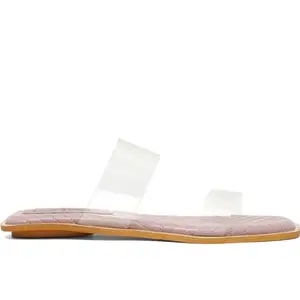 LOUIS STITCH Women's Flat Fashion Purple Slip-On Sandals | Open Toe Transparent Stylish Flat Slipper for Ladies, Office Wear (LSOF-LDSL-SLST) (UK-3)