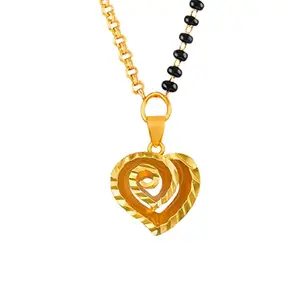 JFL - Jewellery for Less Stylish One Gram Gold Plated Heart Shape Pendant and One Side Chain Mangalsutra for Women.,Valentine