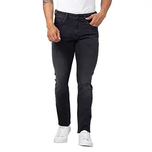 Spykar Men Carbon Black Cotton Regular Fit Narrow Length Jeans (Rover)