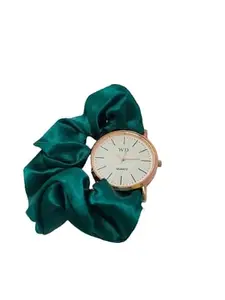 Women's Scrunchie Band Wristwatch (GREEN)