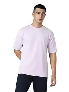 TECHNOSPORT Men Round Neck Drop Shoulder T-Shirt with ELASTO Plus Gym T Shirt for Men Sports Tee for Him Male Polyester Top