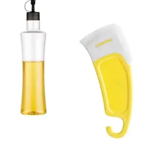 JAYMUKESH & CO. Oil Dispenser Bottle Set with Pour Spout and Funnel, Clear Kitchen Oil Bottle (Oil Bottle & Scraper)