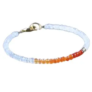 RRJEWELZ Carnelian & Moonstone bracelet for men & women - 3.5mm Rondelle Faceted beads - 7 Inch with Silver plated clasp – Healing, Fashion, Gift, Spiritual, Yoga|LCBR_RR_07277