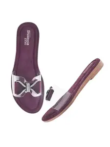 Shoetopia Stylish Embellished Maroon Flats For Women /EU36