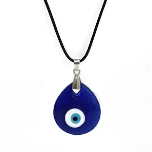 El Regalo Evil Eye Necklace Turkish Blue Glass Evil Eye Pendant Necklaces Hamsa Hand Leather Rope Chain Necklace for Women Men Girls Lucky Protection Jewelry-Waterdrop