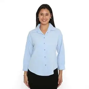 Women's Premium Soft Formal Shirt | Relaxed Fit | Office Wear | 3/4 Bracelet Sleeves | High-Low Pattern | Buttoned Cuff | Drop Shoulder